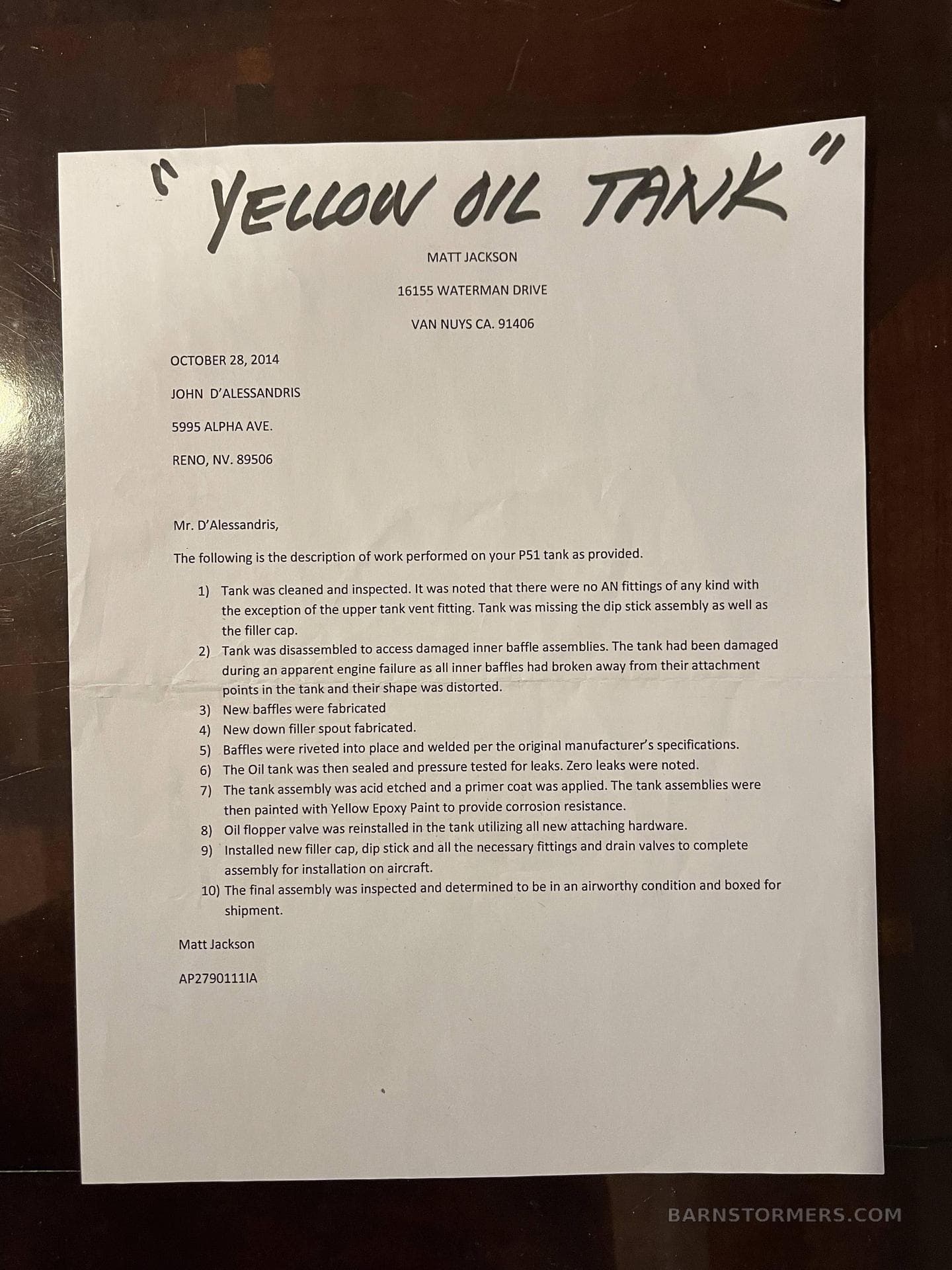P-51 MUSTANG OILTANK FOR SALE photo 1